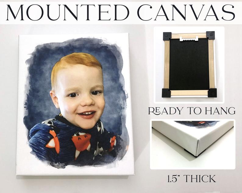 Photo of a mounted canvas.