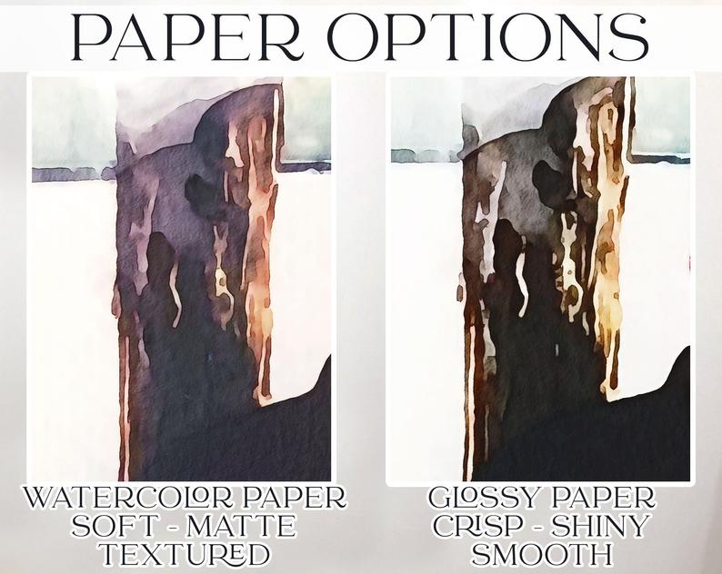 Photo of watercolor paper vs glossy paper.
